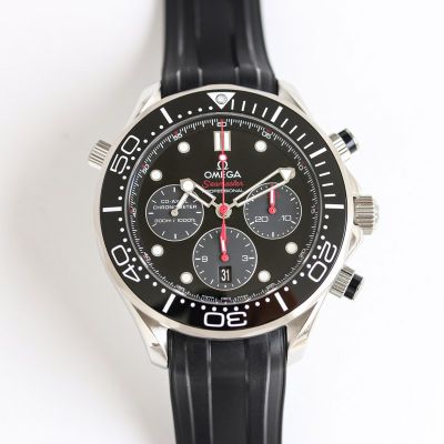 Steel Black Dial OMEGA Replica Solid Stainless Steel 316L  Watch